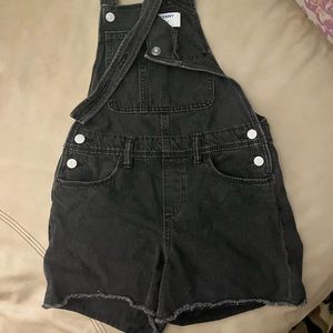 Black, jean, short overalls